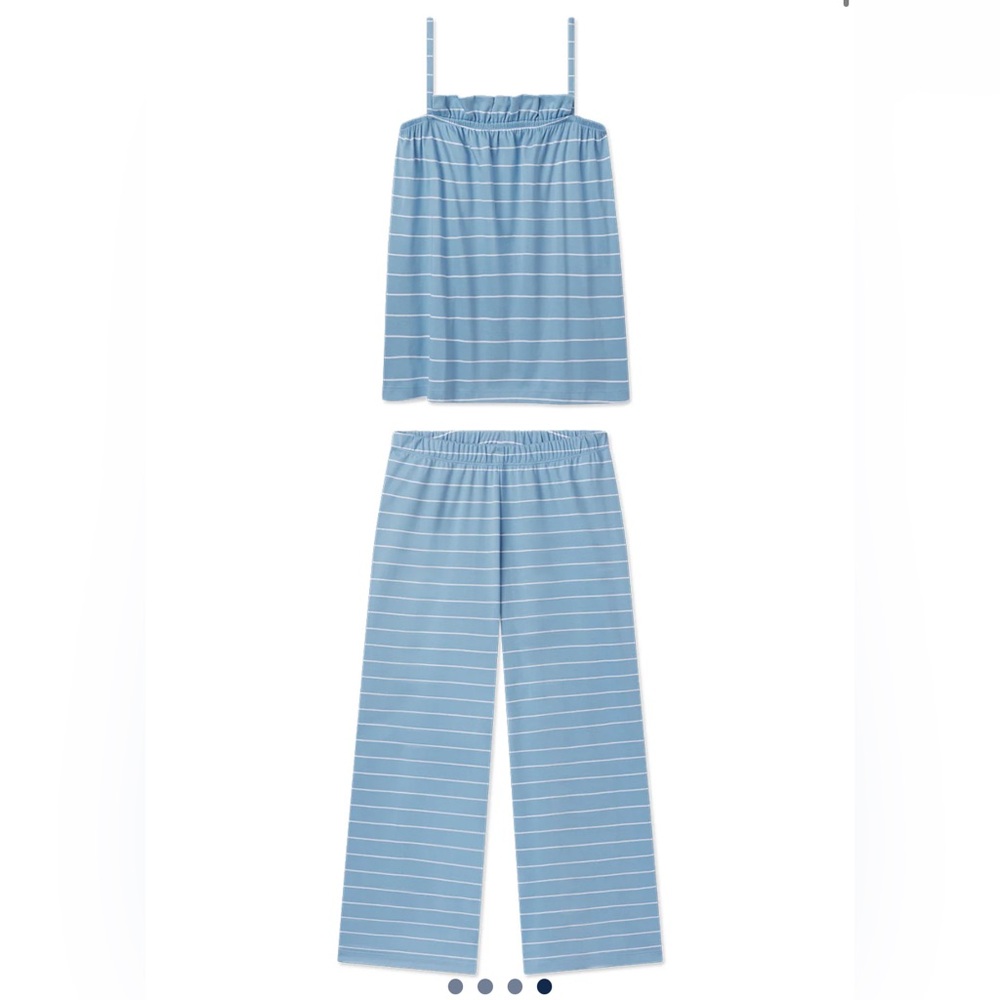 LAKE Pima Ruffle Pants Set, L
